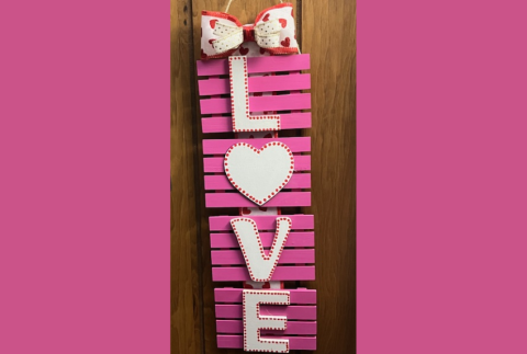 Wooden letters that spell love. 