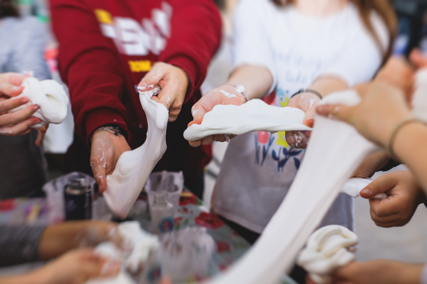 Children playing with slime