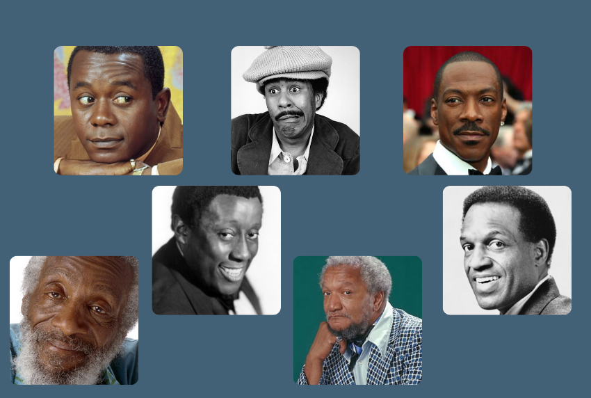 Seven African American comedians. 