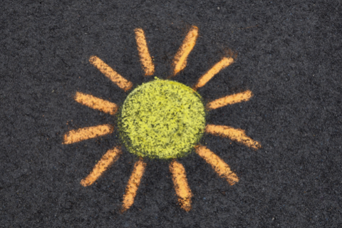 Sun drawn in chalk