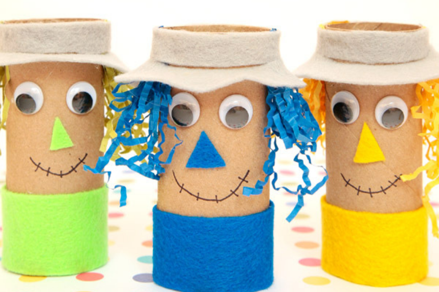 Cardboard tube scarecrows