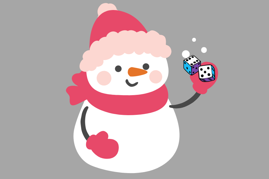 snowman holding Dice