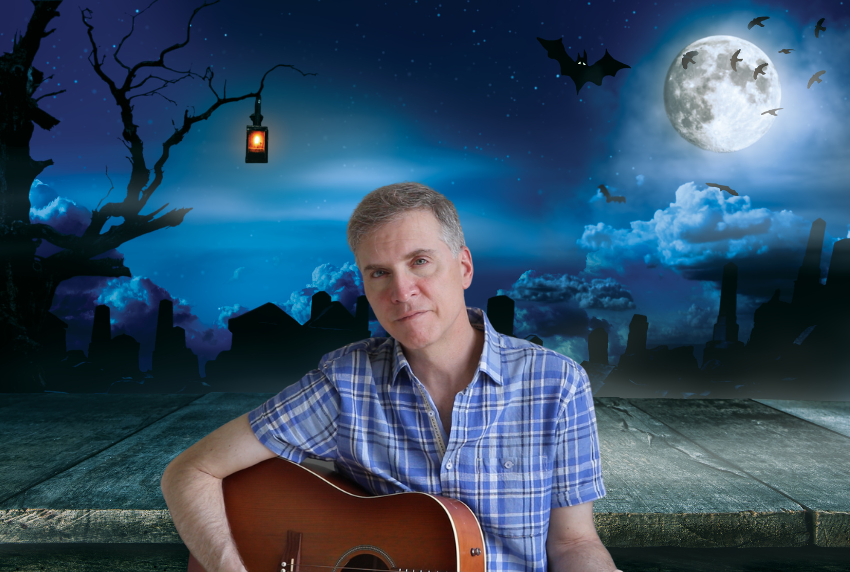 Spooky background with the musicians photo. 