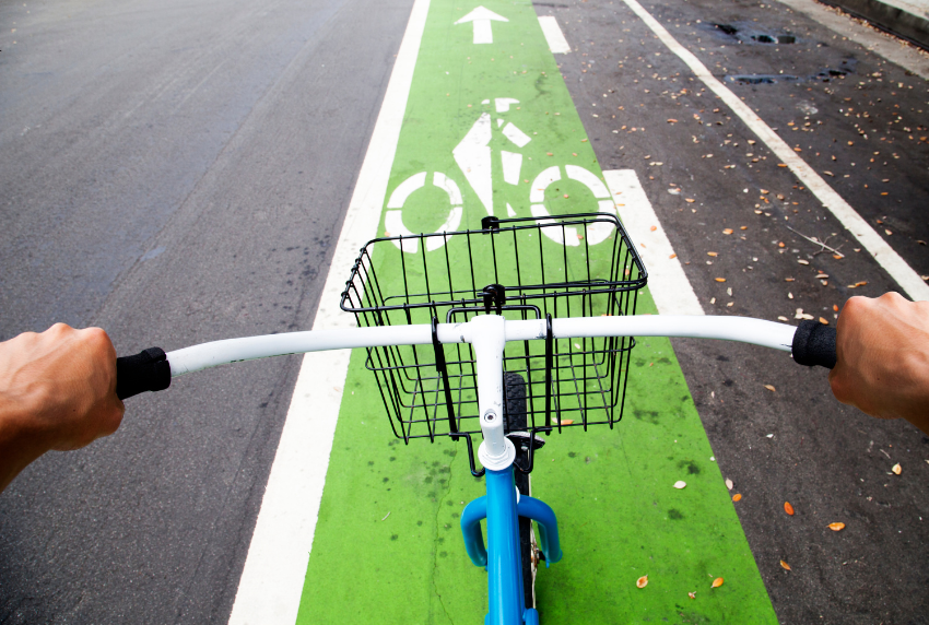 Top view of bicycle handle bars.