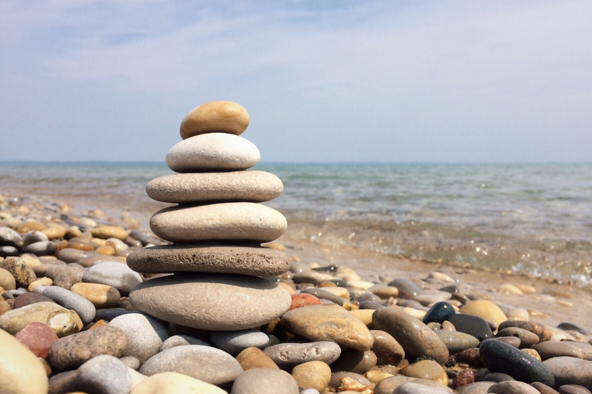 stacked rocks on the beach