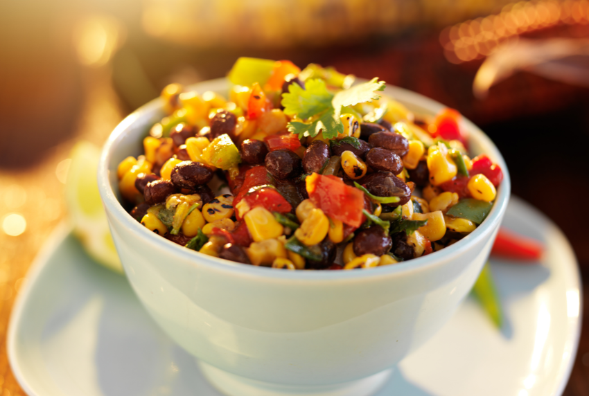 Bowl of bean salsa.