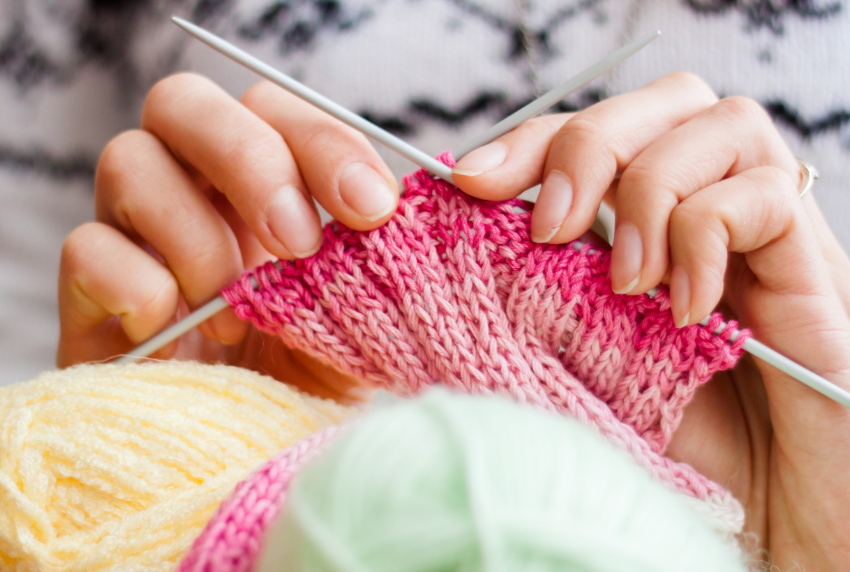 Hands knitting. 