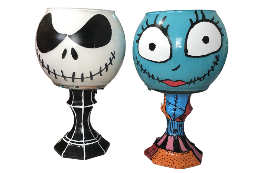 Jack and Sally Skeleton goblet craft.