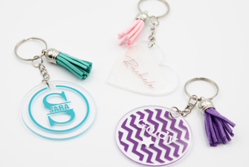 Picture of acrylic keychains with tassels