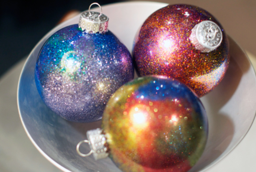 Group of galaxy ornaments. 