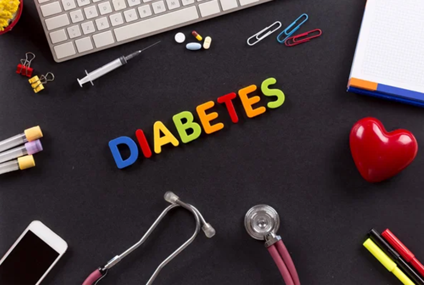 Picture of a desk with the words diabetes on it.