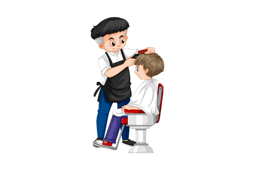 Man giving child a haircut