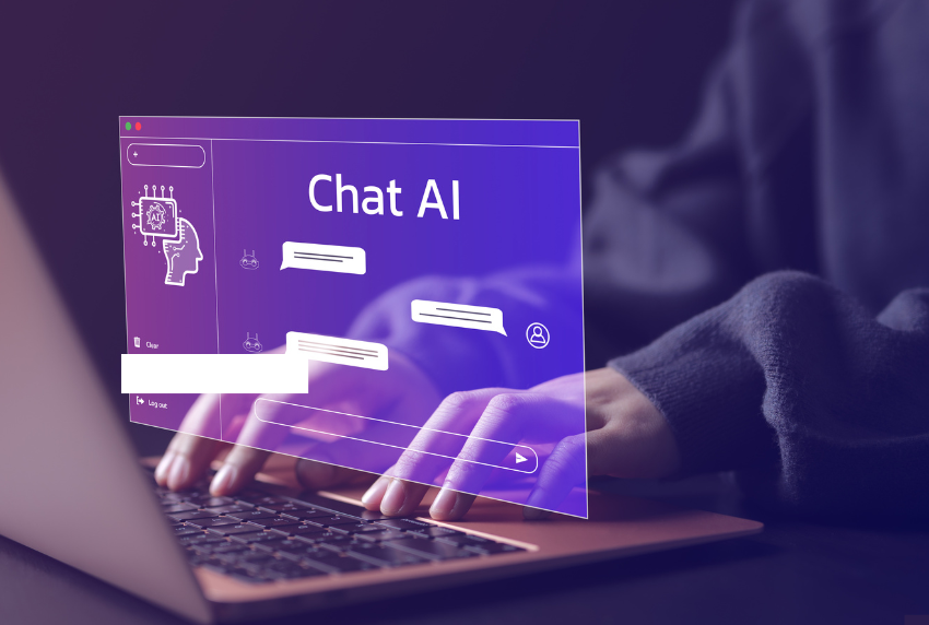 Laptop with words Chat AI.