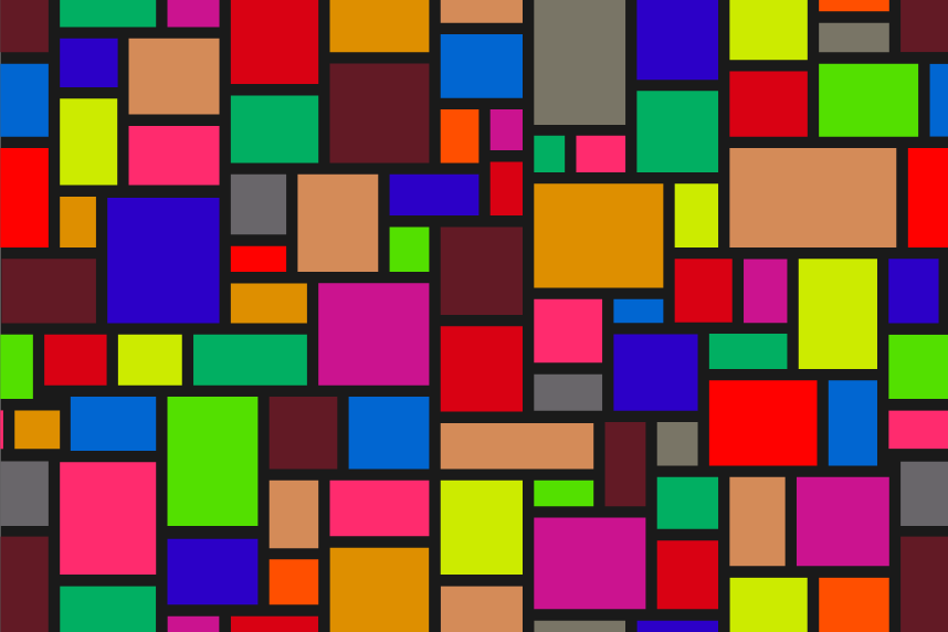 Stained glass squares, different colors