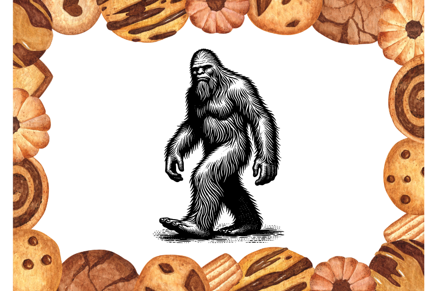 Bigfoot with cookies around