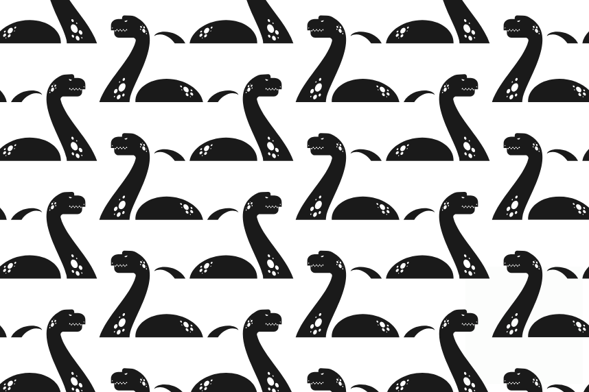 Loch Ness Monster pattern in black and white