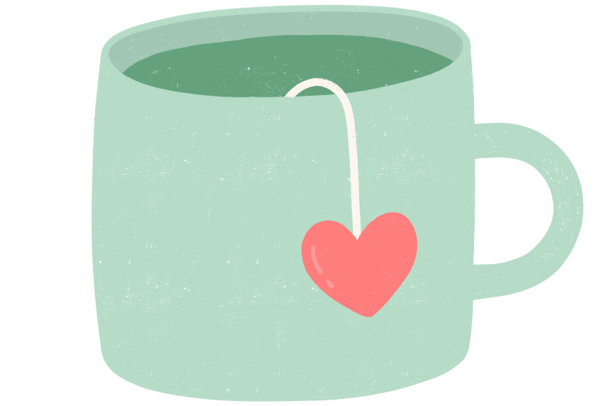 Green mug with heart