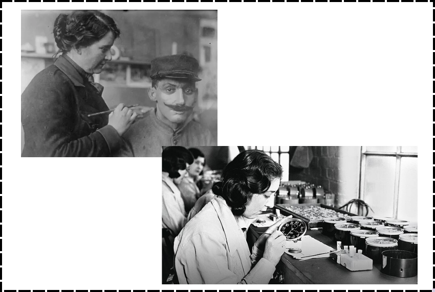 Pictures of Anna Coleman Ladd and the Radium Girls. 