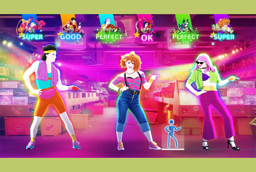 Scene from Just Dance video game. 