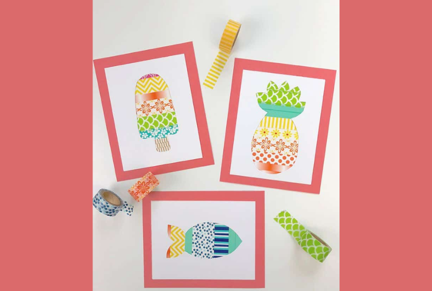 Top view of designs using washi tape. 