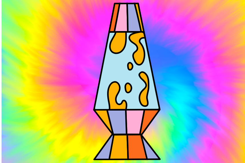 Lava lamp with tie dye background