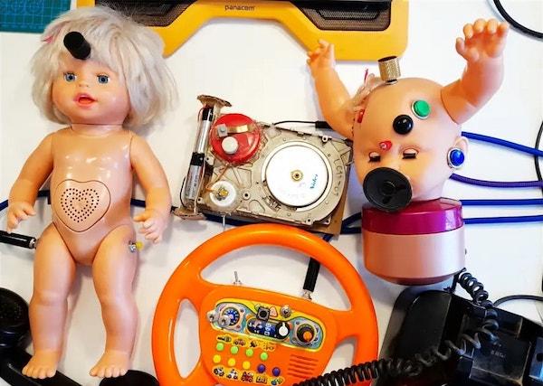 Picture of three toys that were created using different toy parts