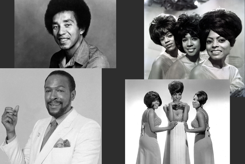 Photos of Motown artists. 