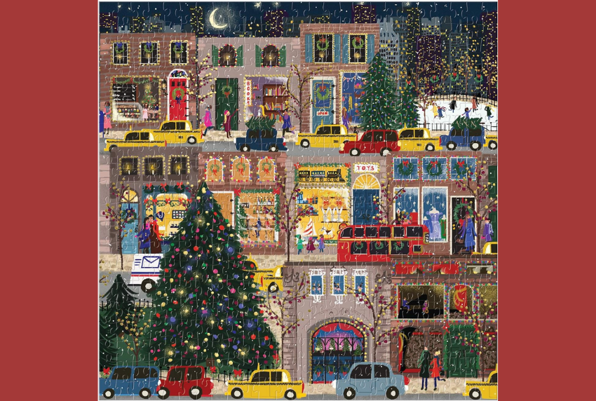 Winter light holiday scene puzzle. 