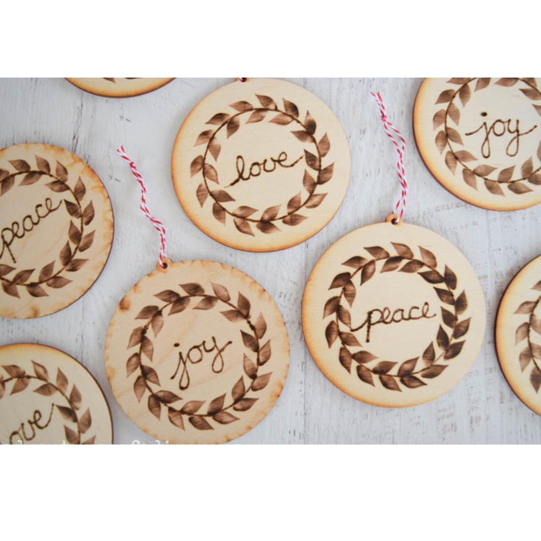 Picture of wood slices with words